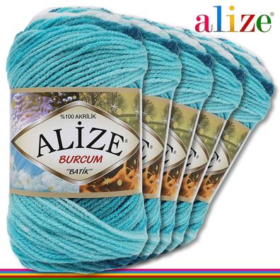 Alize 5 x 100 g Burcum Batik Premium Wolle 100% Acryl |1892|Stricken Farbverlauf