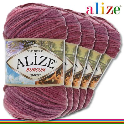 Alize 5 x 100 g Burcum Batik Premium Wolle 100% Acryl |1895|Stricken Farbverlauf