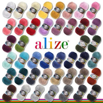 Alize 5 x 100 g Burcum Klassik Klasik Wolle 100% Acryl 41 Farben zur Auswahl