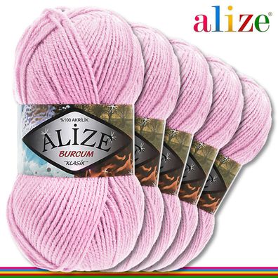 Alize 5 x 100 g Burcum Klassik Wolle 100% Acryl | Pink 191 | Stricken Klasik