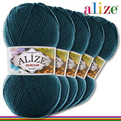 Alize 5 x 100 g Burcum Klassik Wolle 100% Acryl | Topas 403 | Stricken Klasik