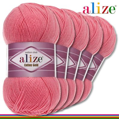 Alize 5 x 100 g Cotton Gold Premium Wolle Baumwolle - Acryl | Candypink 33 |