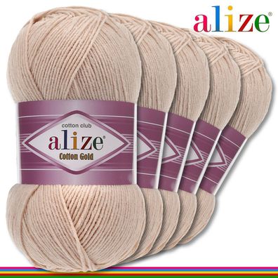 Alize 5 x 100 g Cotton Gold Premium Wolle Baumwolle - Acryl | Champagne 67 |