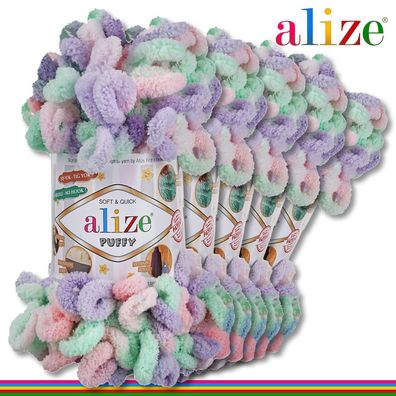 Alize 5 x 100 g Puffy Color Premium Wolle | 5938 | Schlaufenwolle Handstricken