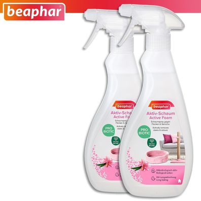 2 x 500 ml Beaphar Aktiv-Schaum Pro Biotic Mikrobiome gegen Flecken & Gerüche