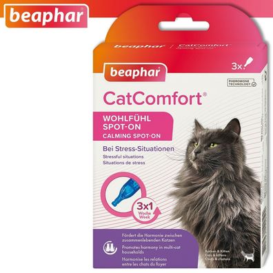 3 x 0,55 ml Beaphar Cat Comfort Wohlfühl Pheromone SPOT-ON für Katze