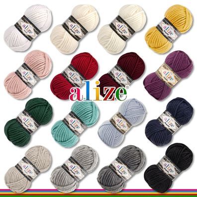 Alize 5 x 100 g Superlana Megafil Wolle Farben zur Auswahl Chunky Bulky Wool