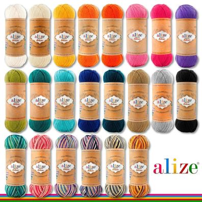 Alize 5 x 100 g Superwash Artisan Sockenwolle Premium 18 versch. Farben Auswahl