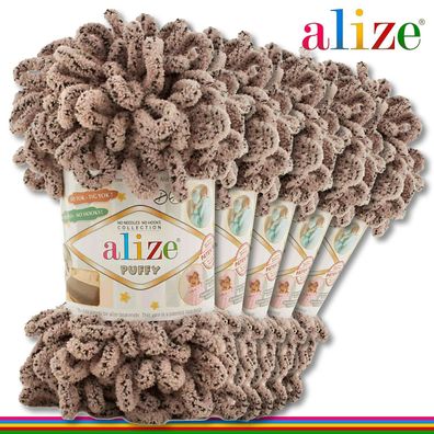 Alize 5x 100 g Puffy Premium Wolle |673 Taubengrau| Schlaufenwolle Handstricken