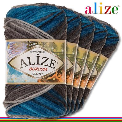 Alize 5x100 g Burcum Batik Premium Wolle 100 % Acryl |4200|Stricken Farbverlauf