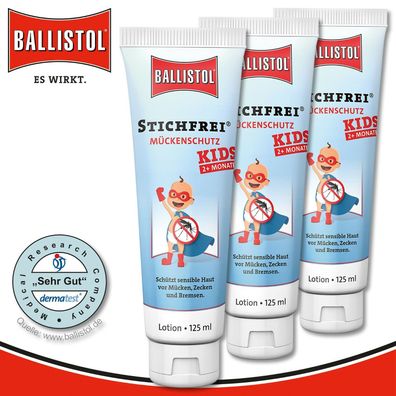 Ballistol 3 x 125 ml Stichfrei® Kids Mückenschutz | Hautpflegeöl für Kinder