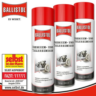 Ballistol 3 x 500 ml Bremsen- und Teilereiniger Spray