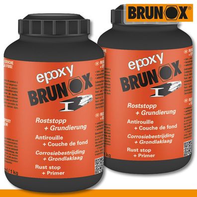 Brunox 2x 1000ml epoxy Roststopp Grundierung Stahl Pflege Schutz Eisen Schraube