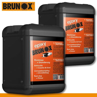 Brunox 2x 5L epoxy Roststopp Grundierung Zaun Schutz Entferner Pflege Stahl