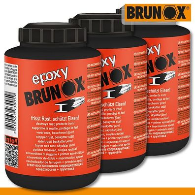 Brunox 3x 250ml epoxy Roststopp Grundierung Zaun Schraube Stahl Eisen Schutz