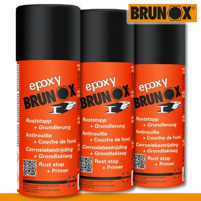 Brunox 3x 400ml epoxy Spray Roststopp Grundierung Schutz Pflege Eisen Umwandler
