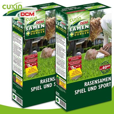 Cuxin DCM 2 x 600 g Rasensamen Spiel und Sport robust Samenmix Garten Mischung