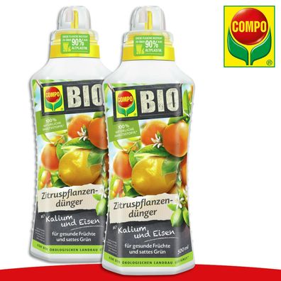 COMPO 2 x 0,5 l BIO Zitruspflanzendünger | Mit Kalium und Eisen Zitronenbaum
