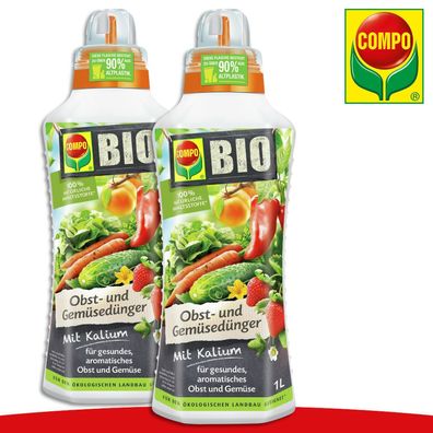 COMPO 2 x 1 l BIO Obst- und Gemüsedünger | Mit Kalium