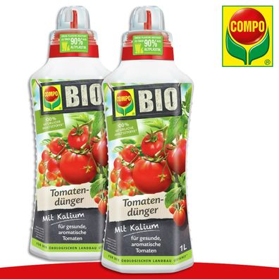 COMPO 2 x 1 l BIO Tomatendünger | Mit Kalium Pflege Wachstum Gemüse Mineralien