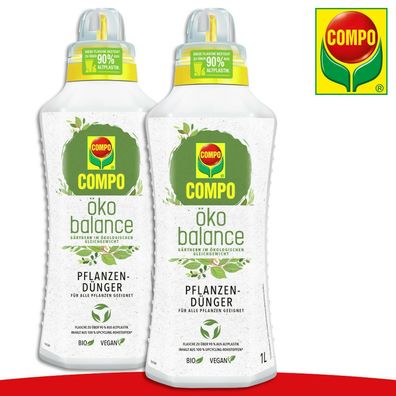 COMPO 2 x 1 l öko balance Pflanzendünger | Bio | Vegan Nährstoffe Obst Gemüse