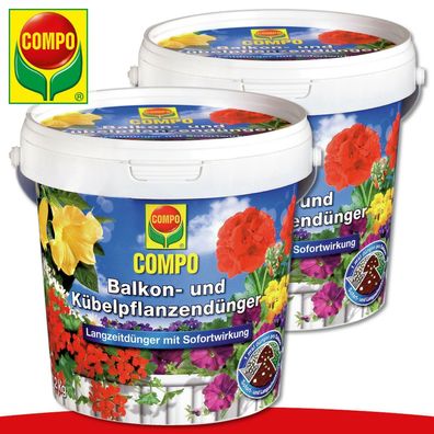 COMPO 2 x 1,2 kg Balkon- und Kübelpflanzendünger | Langzeitdünger Sofortwirkung