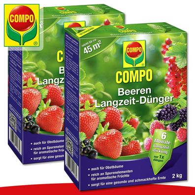 COMPO 2 x 2 kg Beeren Langzeit-Dünger Erdbeere Himbeere Obst Geschmack