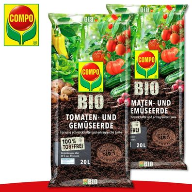 Compo 2 x 20 l Bio Tomaten- und Gemüseerde torffrei