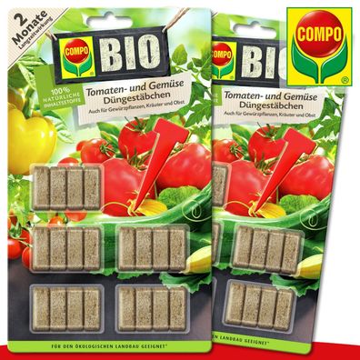 COMPO 2 x 20 Stück BIO Tomaten- und Gemüse Düngestäbchen