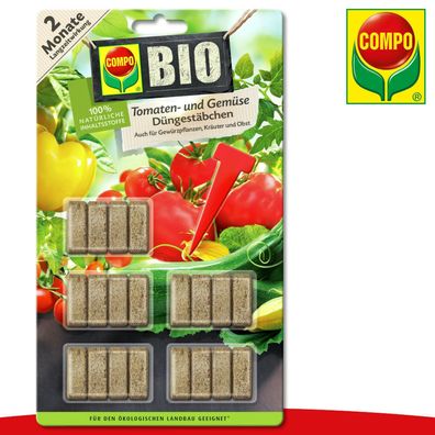 COMPO 20 Stück BIO Tomaten- und Gemüse Düngestäbchen Nährstoffe Wachstum Paprika