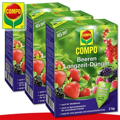 COMPO 3 x 2 kg Beeren Langzeit-Dünger Erdbeere Himbeere Obst Geschmack