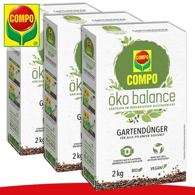 COMPO 3 x 2 kg öko balance Gartendünger | Bio | Vegan Universal Rasen Hecke Obst
