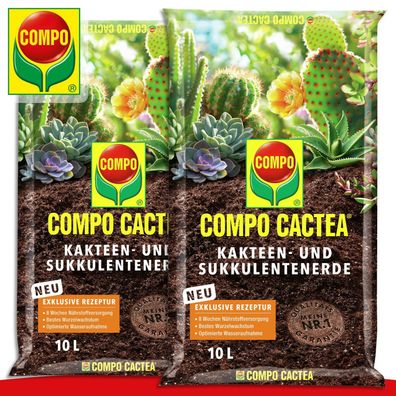 COMPO CACTEA® 2 x 10 l Kakteen- und Sukkulentenerde Pflege Wachstum Aloe Vera
