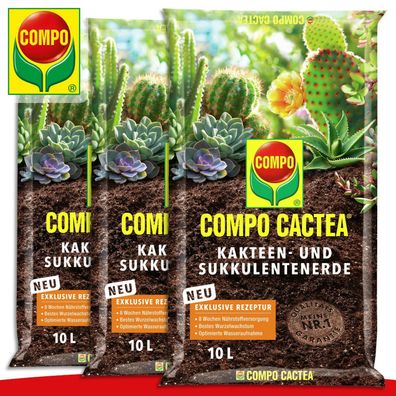 COMPO CACTEA® 3 x 10 l Kakteen- und Sukkulentenerde Anzucht Wachstum Mineralien
