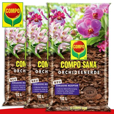COMPO SANA® 3 x 10 l Orchideenerde Wachstum Pflege Nährstoffe Topfpflanzen