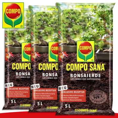 COMPO SANA® 3 x 5 l Bonsaierde Für Zimmer- und Gartenbonsai Wachstum Pflege