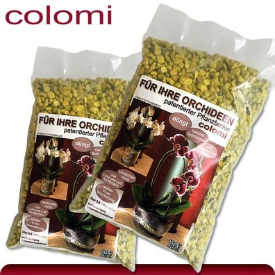 Colomi 2 x 1 l patentiertes Pflanzensubstrat für Orchideen | 4 bis 8 mm | gelb