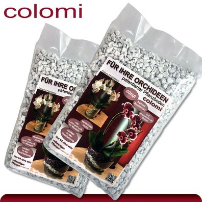 Colomi 2 x 1 l patentiertes Pflanzensubstrat für Orchideen | 4 bis 8 mm | weiß