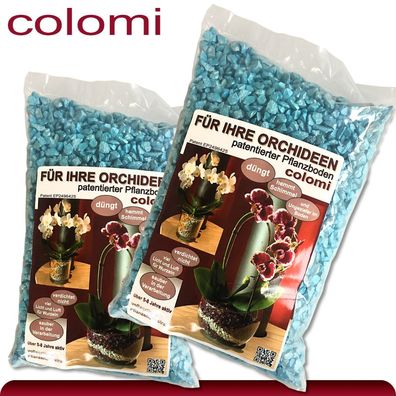 Colomi 2 x 1 l patentiertes Pflanzensubstrat für Orchideen | 4-8 mm | blau