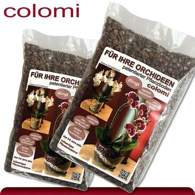 Colomi 2 x 1 l patentiertes Pflanzensubstrat für Orchideen | 4-8 mm | erdbraun