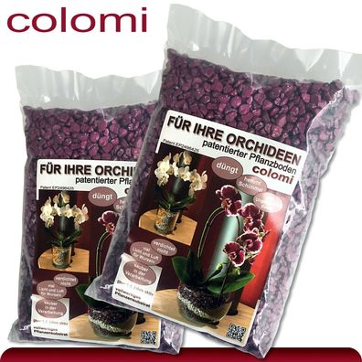 Colomi 2 x 1 l patentiertes Pflanzensubstrat für Orchideen | 4-8 mm | flieder