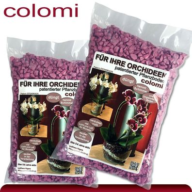 Colomi 2 x 1 l patentiertes Pflanzensubstrat für Orchideen | 4-8 mm | fuchsia