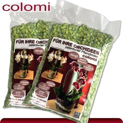 Colomi 2 x 1 l patentiertes Pflanzensubstrat für Orchideen | 4-8 mm | grün