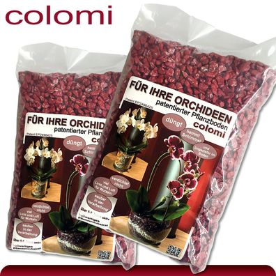 Colomi 2 x 1 l patentiertes Pflanzensubstrat für Orchideen | 4-8 mm | rot