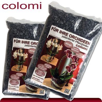Colomi 2 x 1 l patentiertes Pflanzensubstrat für Orchideen | 4-8 mm | schwarz