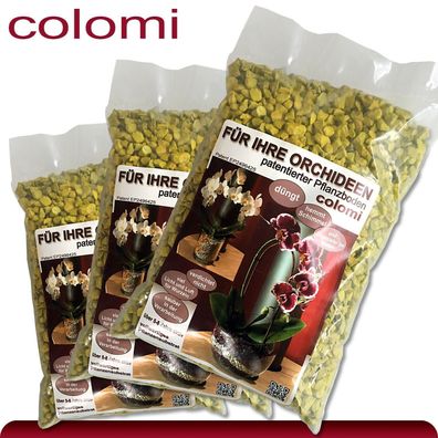 Colomi 3 x 1 l patentiertes Pflanzensubstrat für Orchideen | 4 bis 8 mm | gelb