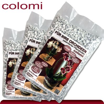Colomi 3 x 1 l patentiertes Pflanzensubstrat für Orchideen | 4 bis 8 mm | weiß