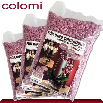 Colomi 3 x 1 l patentiertes Pflanzensubstrat für Orchideen | 4-8 mm | brombeere