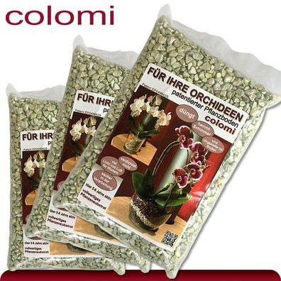 Colomi 3 x 1 l patentiertes Pflanzensubstrat für Orchideen | 4-8 mm | jade