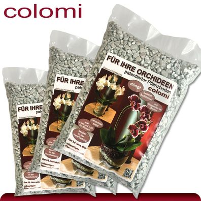 Colomi 3 x 1 l patentiertes Pflanzensubstrat für Orchideen | 4-8 mm | silber